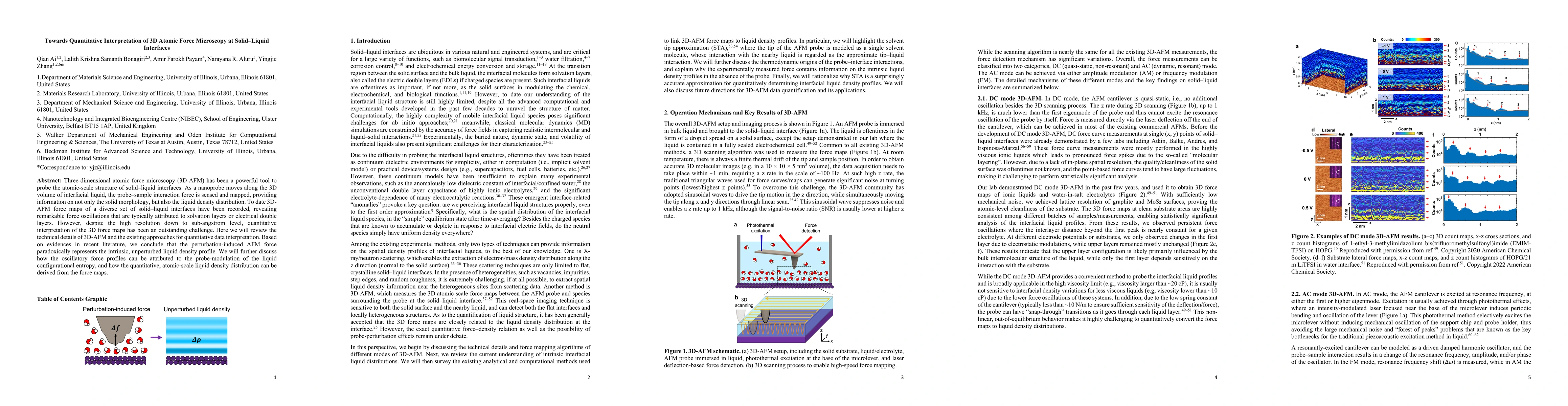 Thumbnail for Towards Quantitative Interpretation of 3D Atomic Force Microscopy at
  Solid-Liquid Interfaces