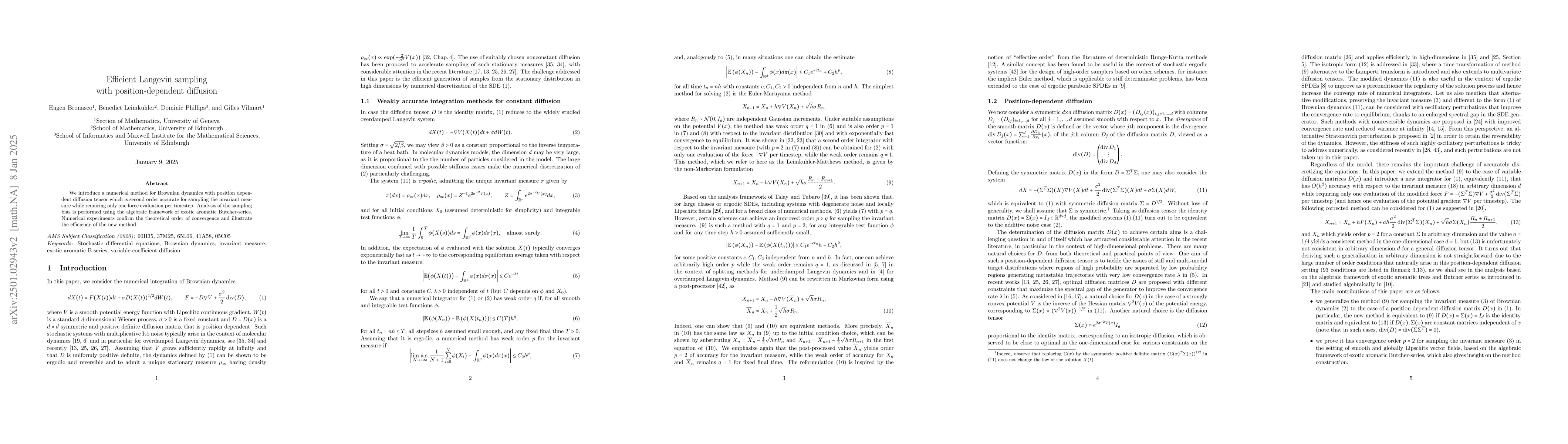 Thumbnail for Efficient Langevin sampling with position-dependent diffusion