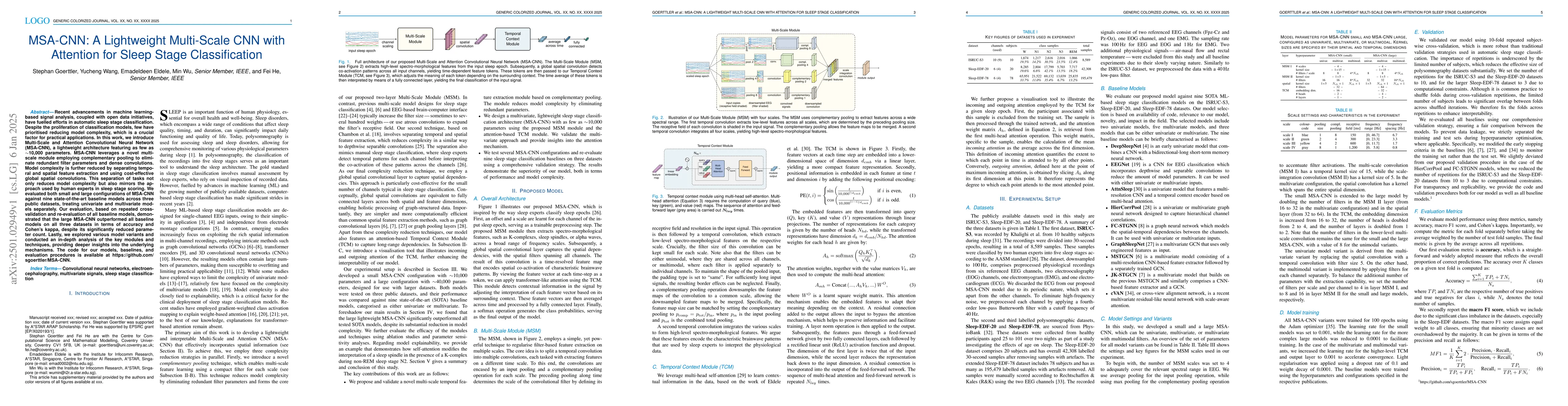 Thumbnail for MSA-CNN: A Lightweight Multi-Scale CNN with Attention for Sleep Stage
  Classification