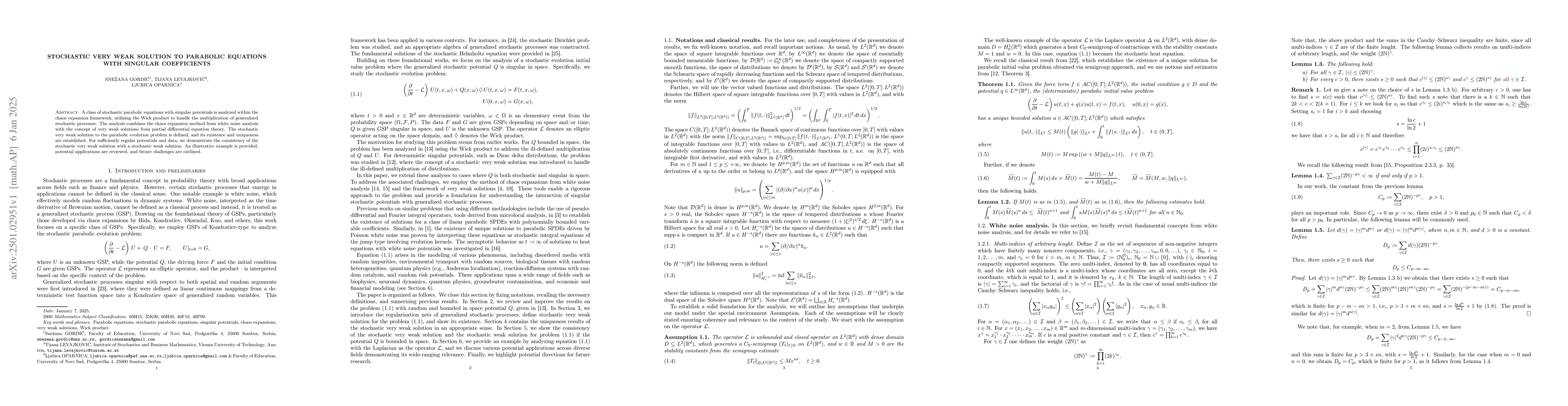 Thumbnail for Stochastic very weak solution to parabolic equations with singular
  coefficients
