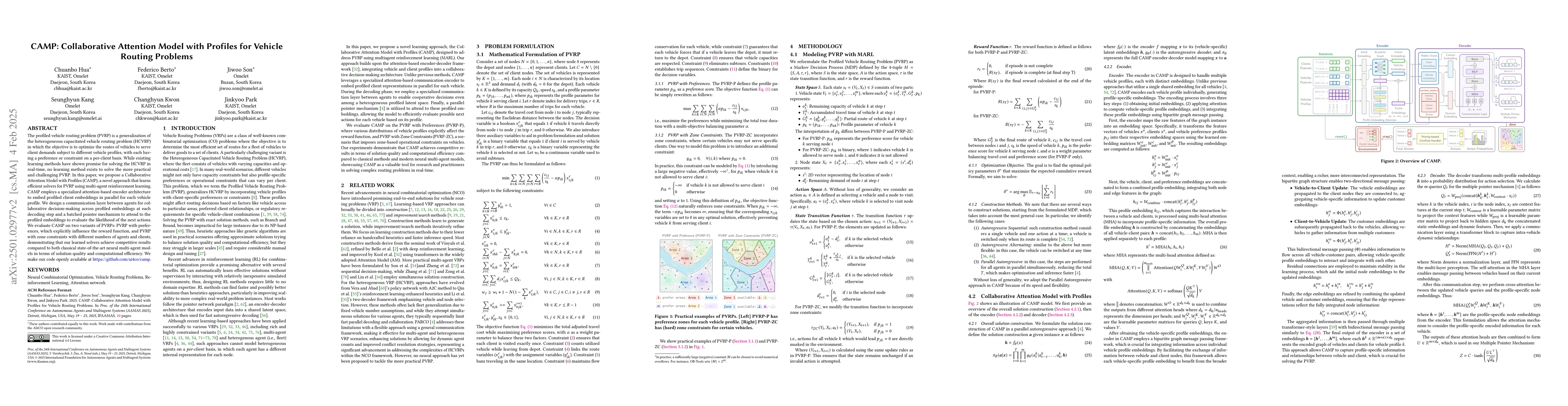Thumbnail for CAMP: Collaborative Attention Model with Profiles for Vehicle Routing
  Problems