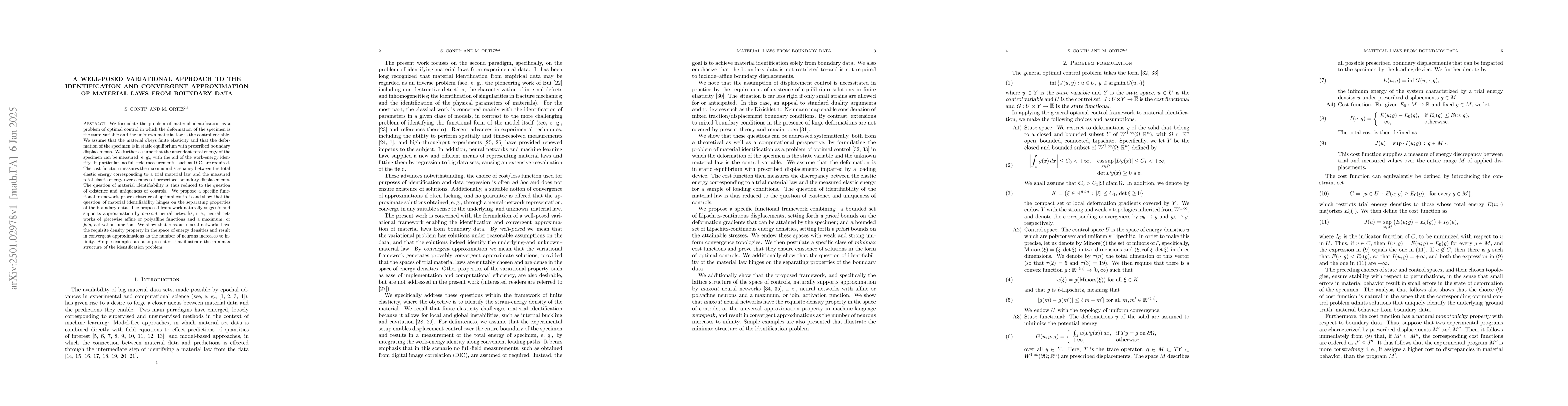 Thumbnail for A well-posed variational approach to the identification and convergent
  approximation of material laws from boundary data