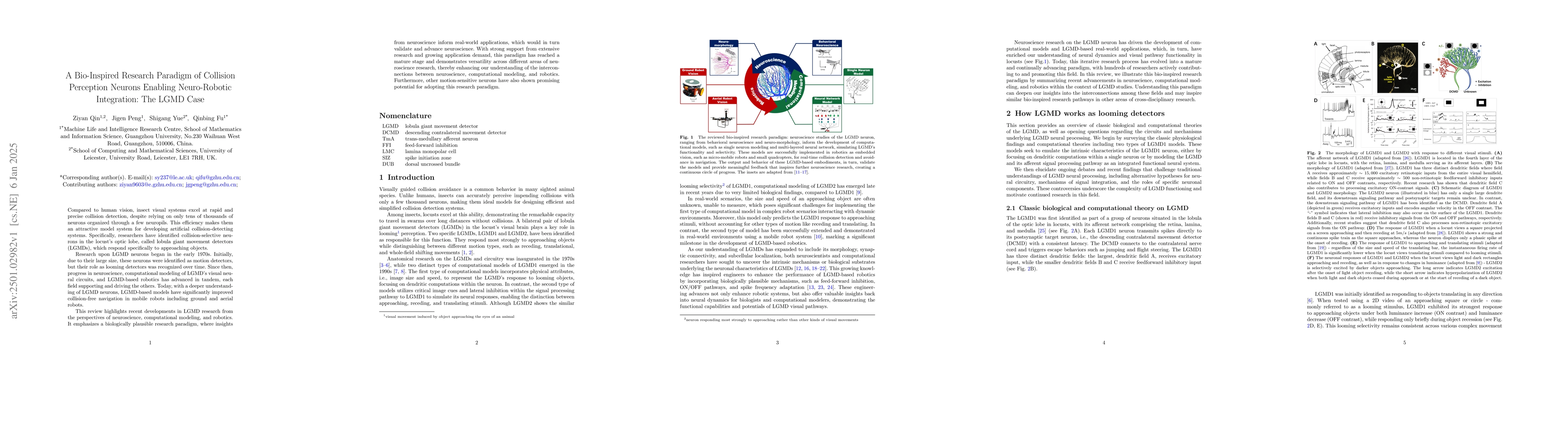 Thumbnail for A Bio-Inspired Research Paradigm of Collision Perception Neurons
  Enabling Neuro-Robotic Integration: The LGMD Case