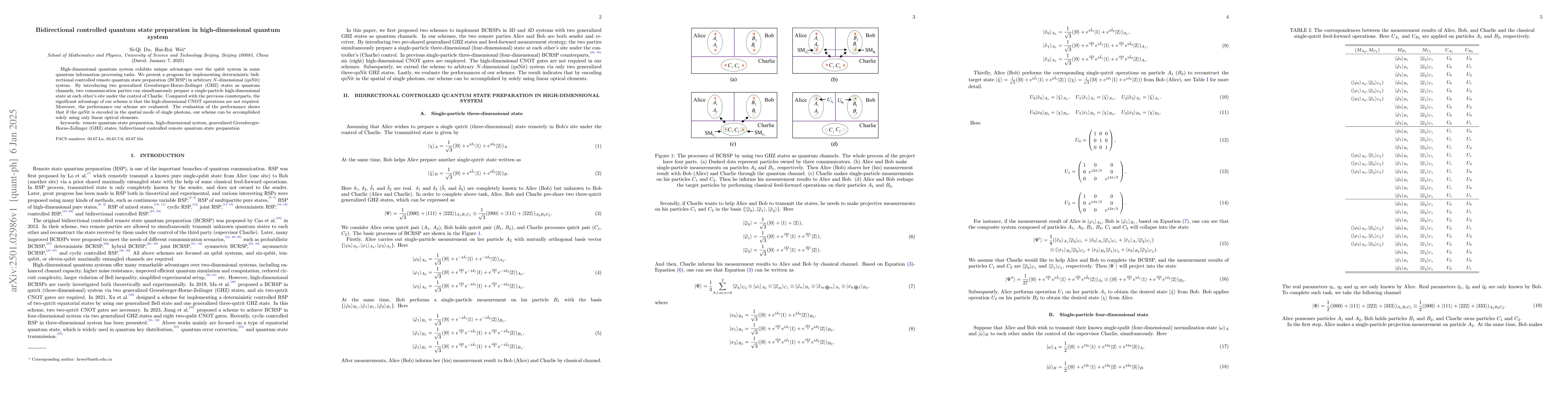 Thumbnail for Bidirectional controlled quantum state preparation in high-dimensional
  quantum system
