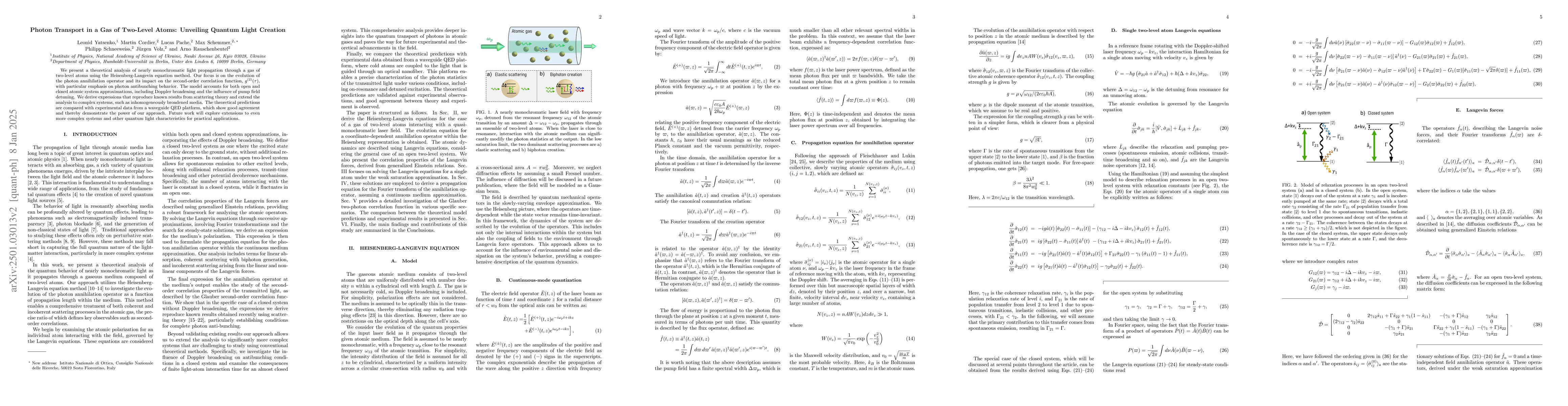 Thumbnail for Photon Transport in a Gas of Two-Level Atoms: Unveiling Quantum Light
  Creation