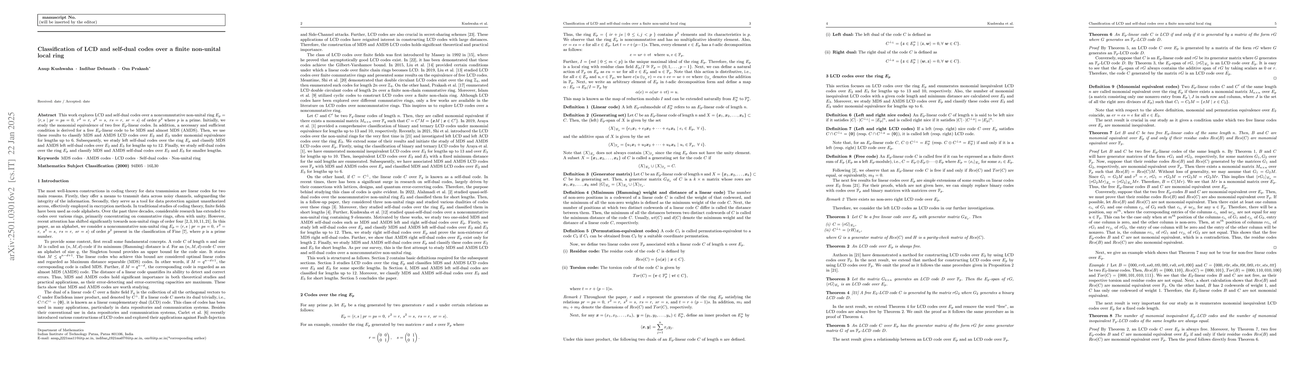 Thumbnail for Classification of LCD and self-dual codes over a finite non-unital local
  ring