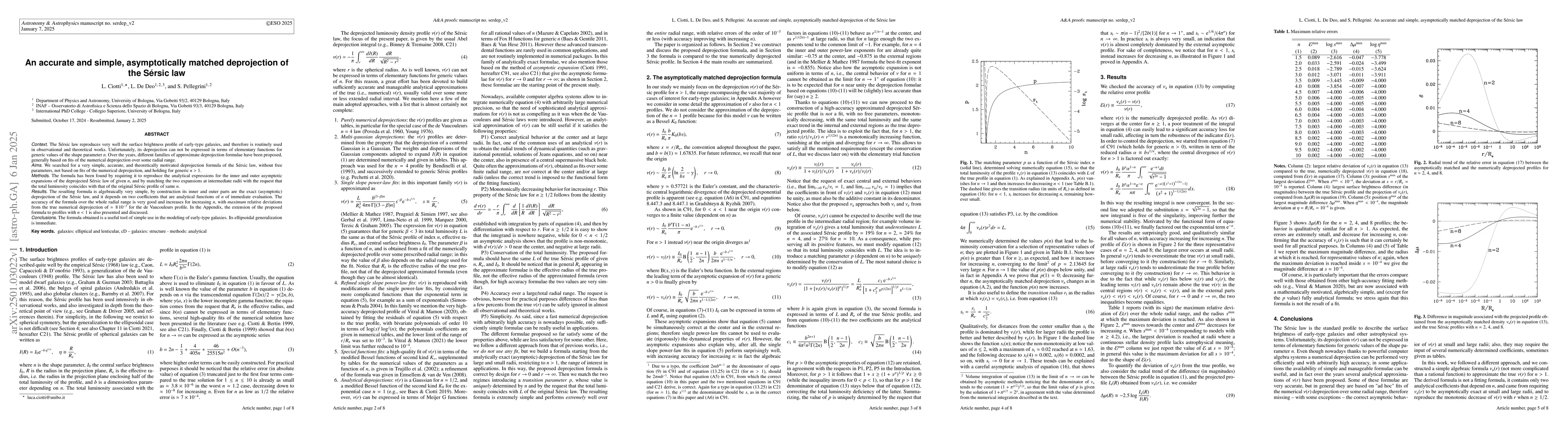 Thumbnail for An accurate and simple, asymptotically matched deprojection of the
  Sersic law
