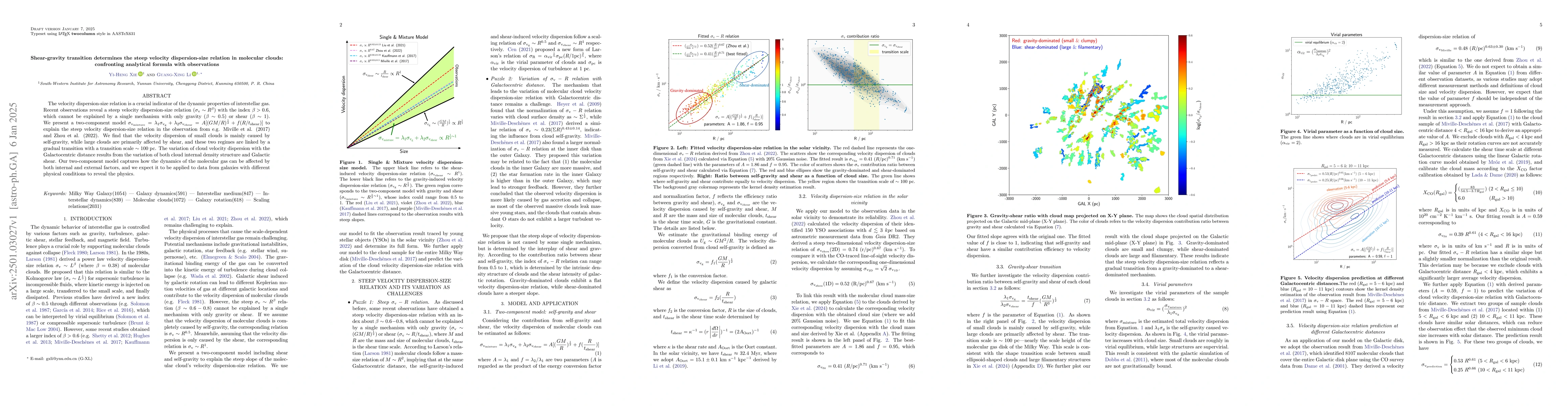 Thumbnail for Shear-gravity transition determines the steep velocity dispersion-size
  relation in molecular clouds: confronting analytical formula with
  observations