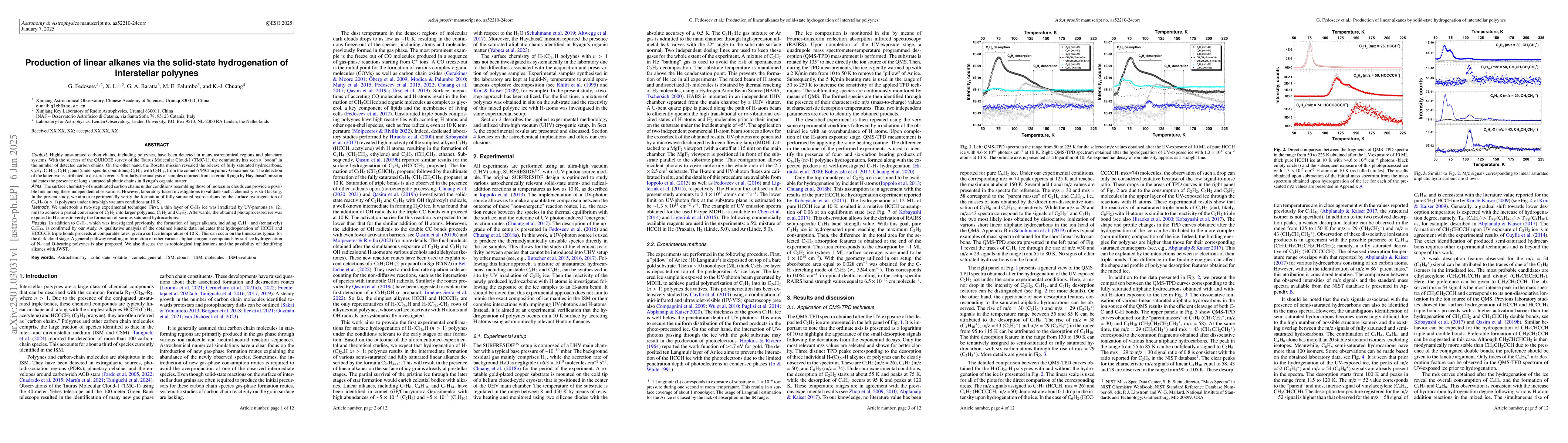 Thumbnail for Production of linear alkanes via the solid-state hydrogenation of
  interstellar polyynes