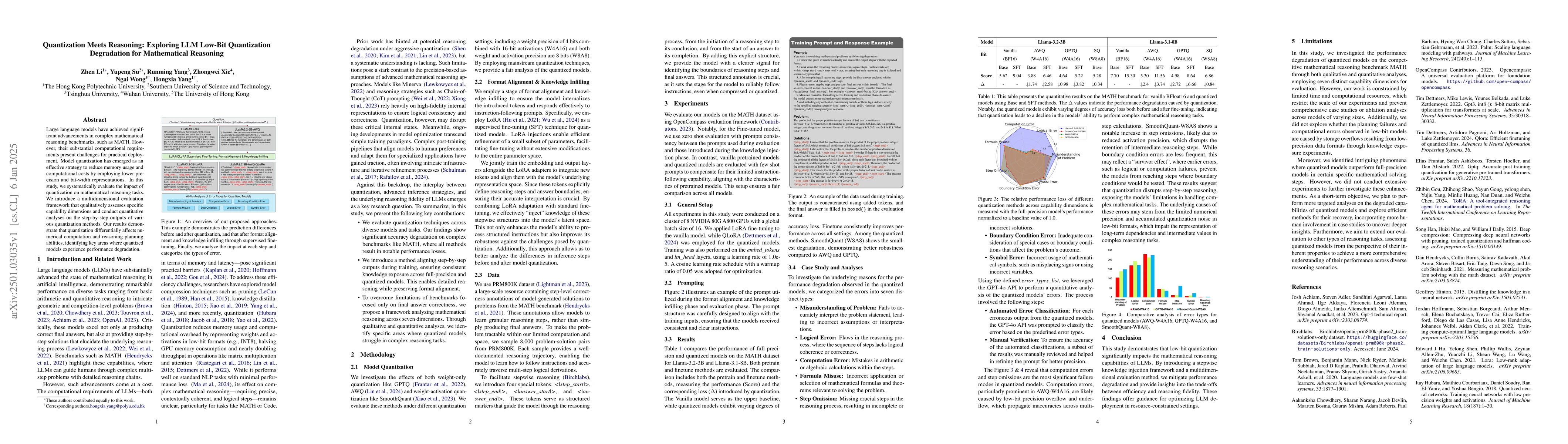 Thumbnail for Quantization Meets Reasoning: Exploring LLM Low-Bit Quantization
  Degradation for Mathematical Reasoning
