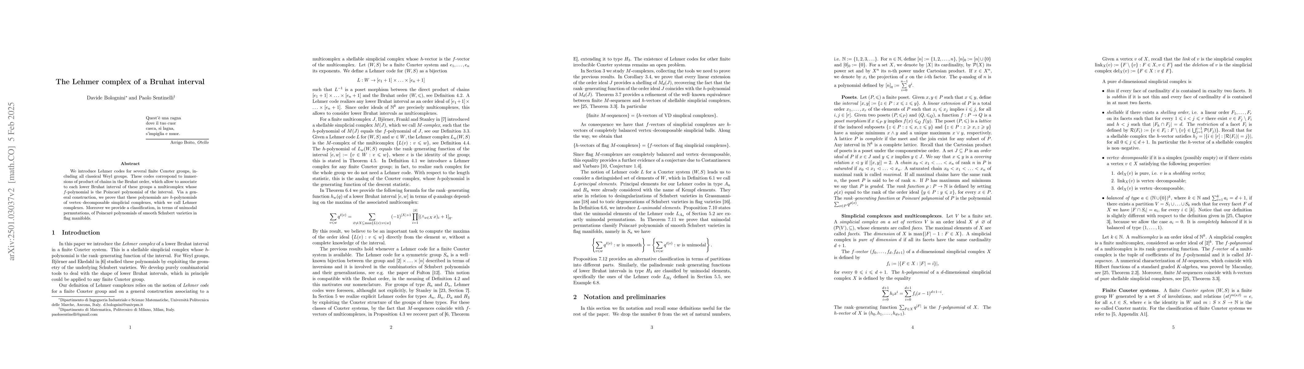 Thumbnail for The Lehmer complex of a Bruhat interval
