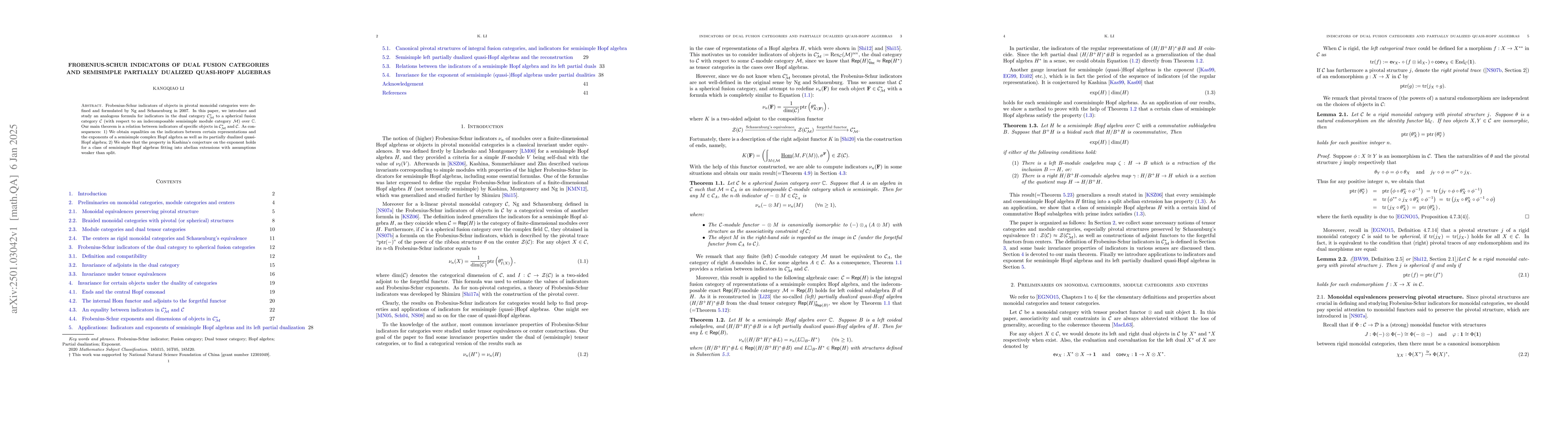 Thumbnail for Frobenius-Schur Indicators of Dual Fusion Categories and Semisimple
  Partially Dualized Quasi-Hopf Algebras