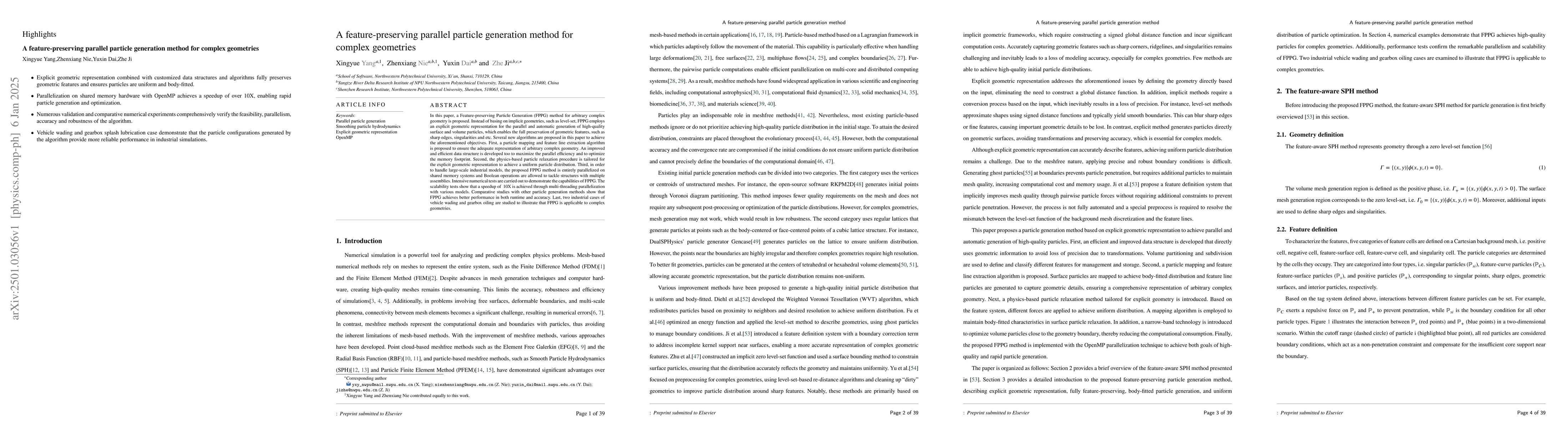 Thumbnail for A feature-preserving parallel particle generation method for complex
  geometries