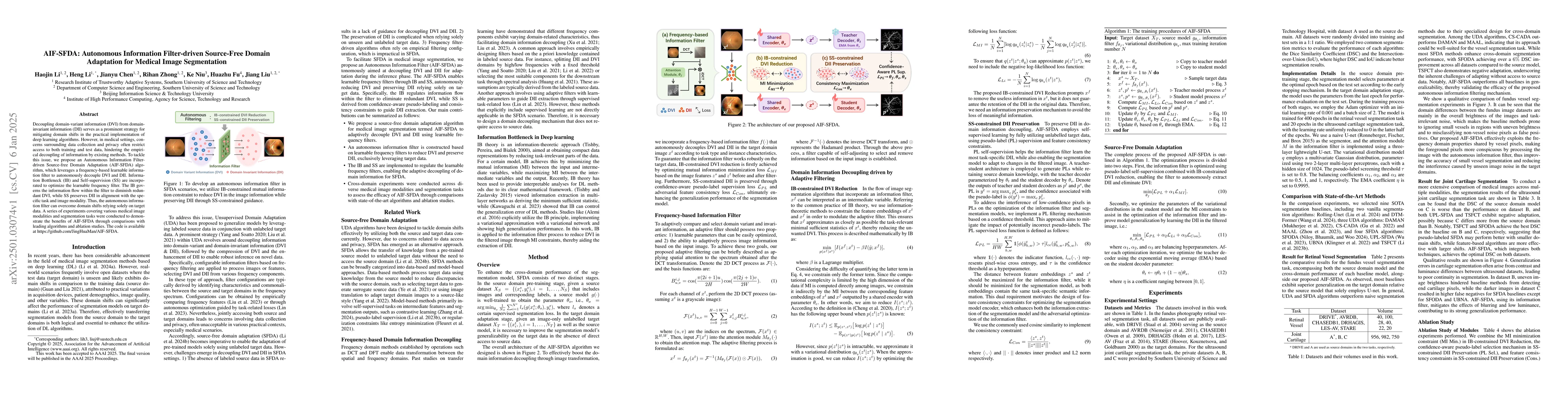 Thumbnail for AIF-SFDA: Autonomous Information Filter-driven Source-Free Domain
  Adaptation for Medical Image Segmentation