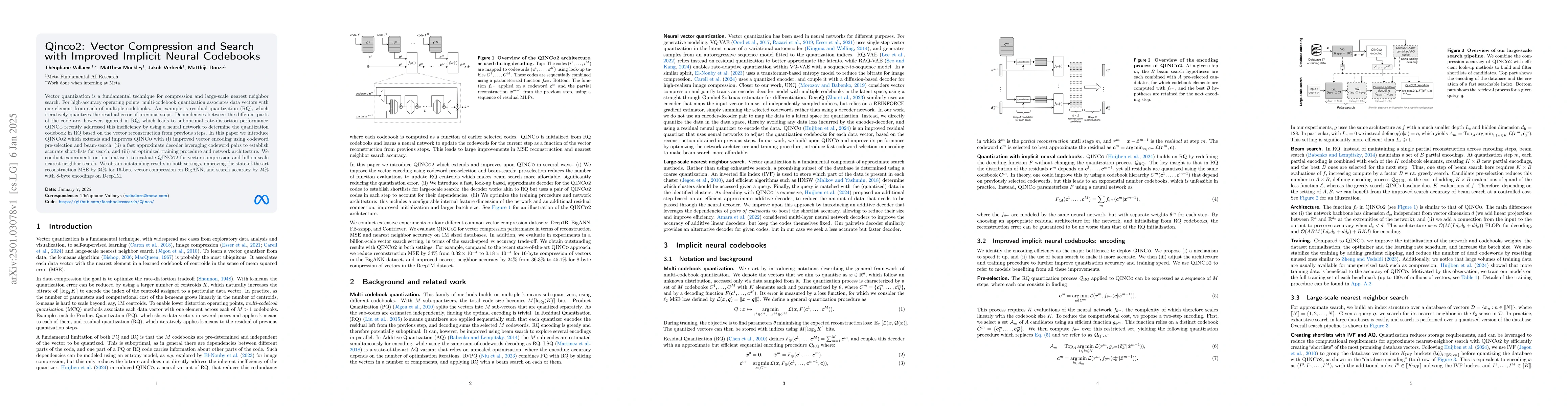 Thumbnail for Qinco2: Vector Compression and Search with Improved Implicit Neural
  Codebooks