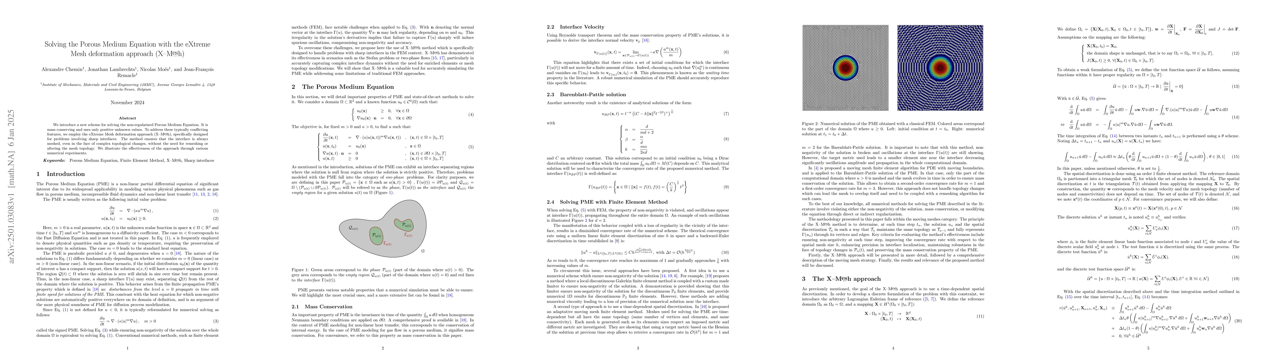 Thumbnail for Solving the Porous Medium Equation with the eXtreme Mesh deformation
  approach (X-Mesh)