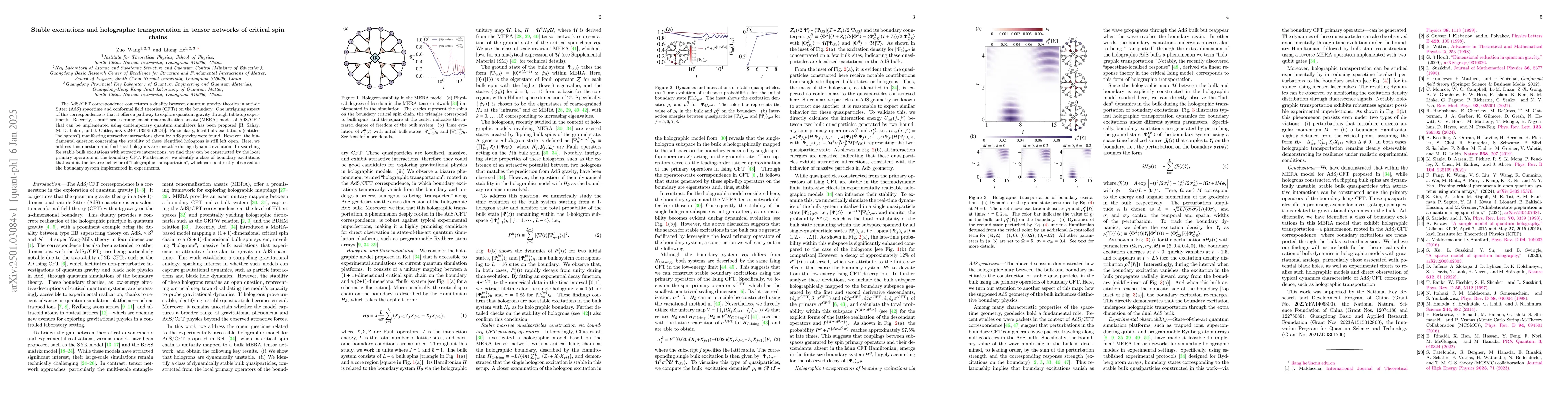 Thumbnail for Stable excitations and holographic transportation in tensor networks of
  critical spin chains