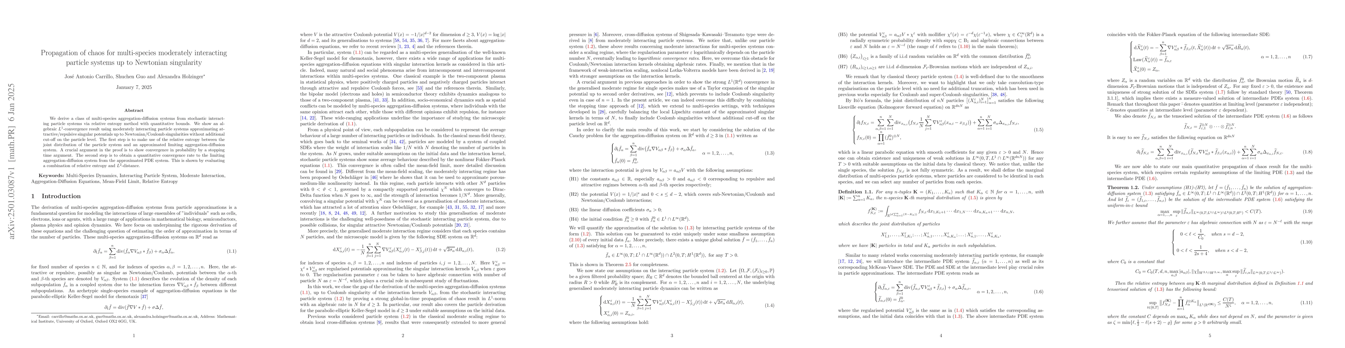 Thumbnail for Propagation of chaos for multi-species moderately interacting particle
  systems up to Newtonian singularity