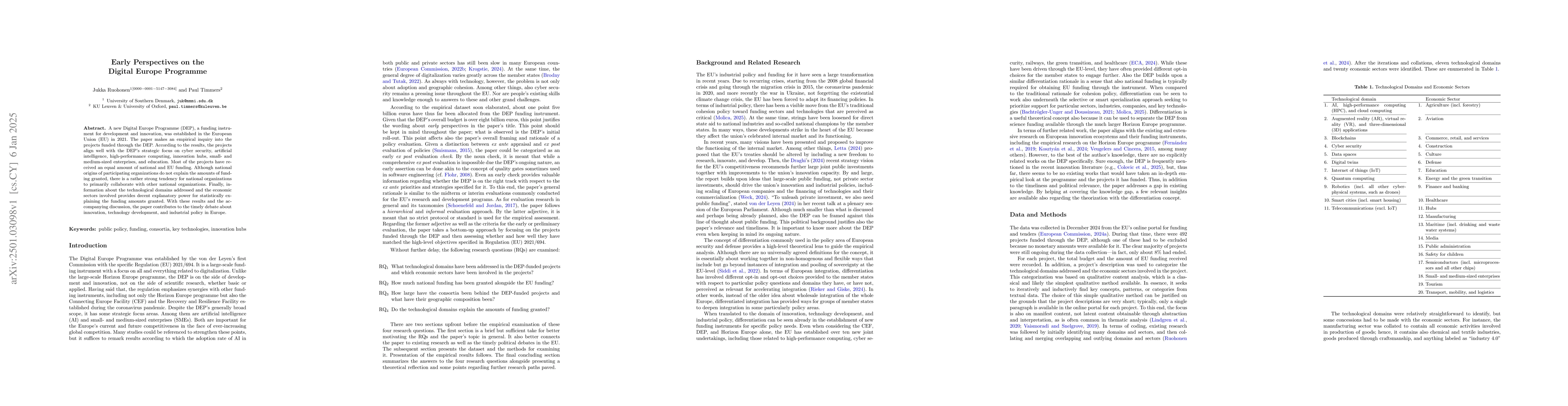Thumbnail for Early Perspectives on the Digital Europe Programme