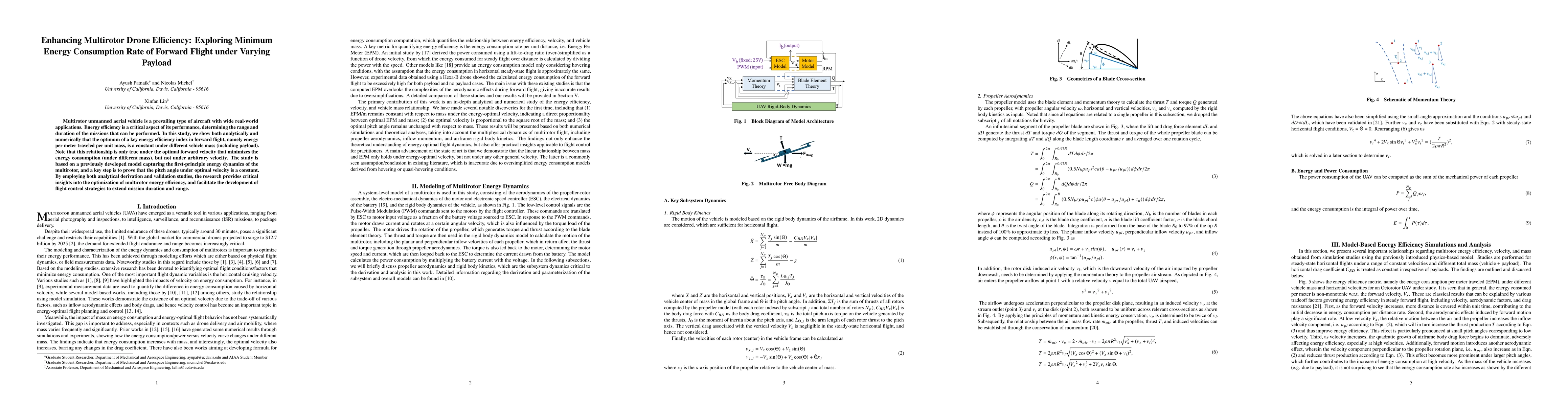 Thumbnail for Enhancing Multirotor Drone Efficiency: Exploring Minimum Energy
  Consumption Rate of Forward Flight under Varying Payload