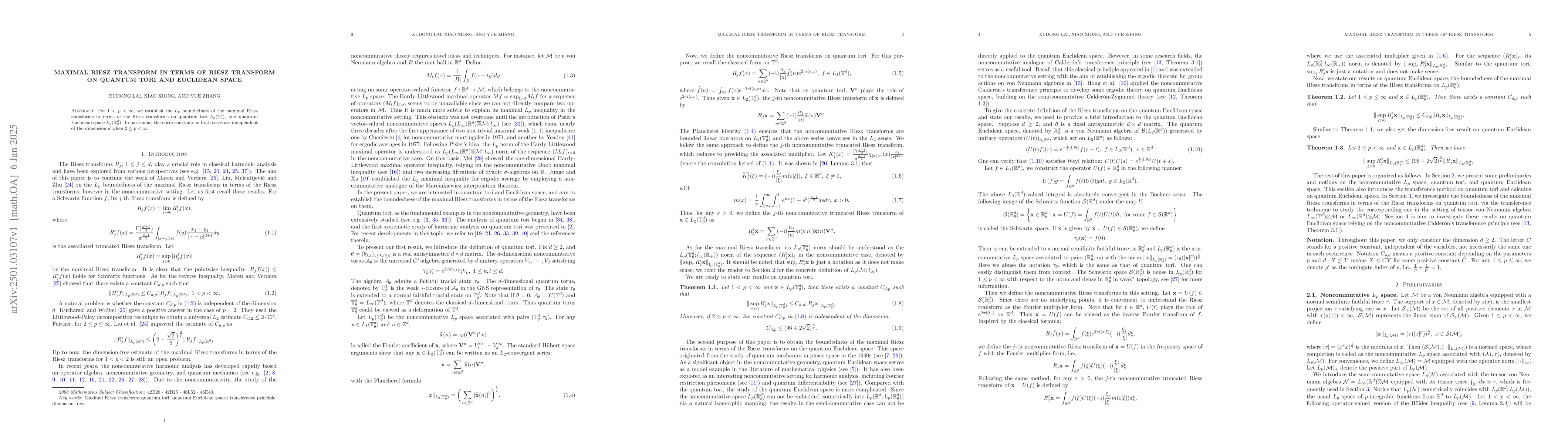 Thumbnail for Maximal Riesz transform in terms of Riesz transform on quantum tori and
  Euclidean space