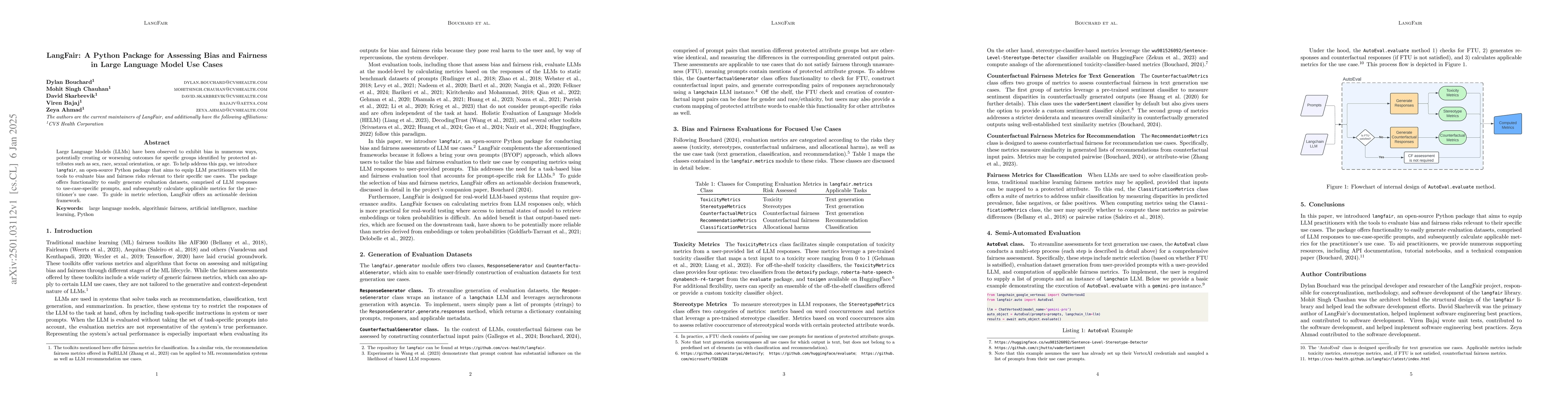 Thumbnail for LangFair: A Python Package for Assessing Bias and Fairness in Large
  Language Model Use Cases