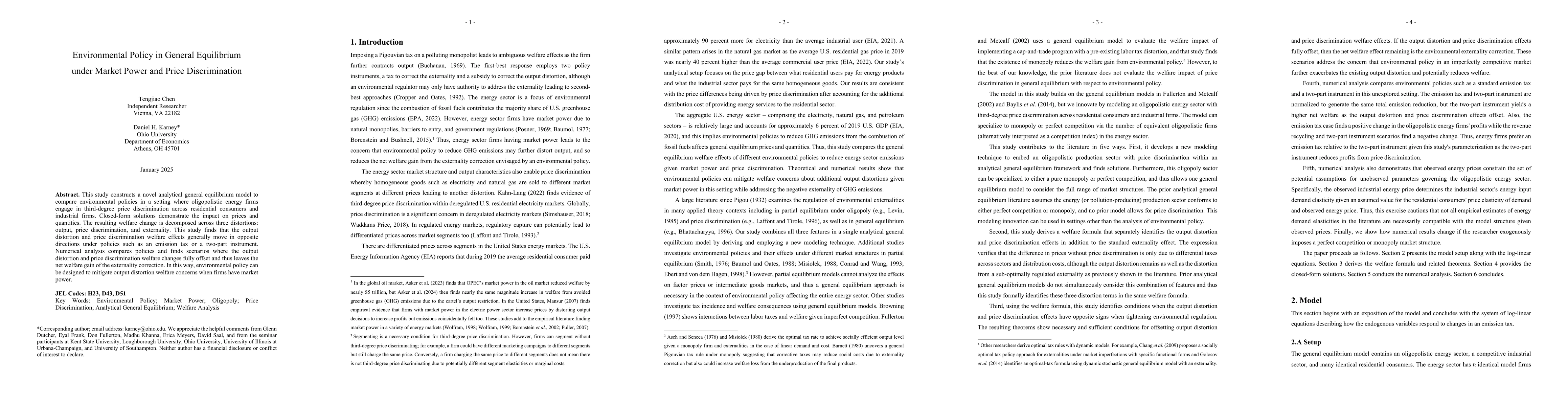 Thumbnail for Environmental Policy in General Equilibrium under Market Power and Price
  Discrimination
