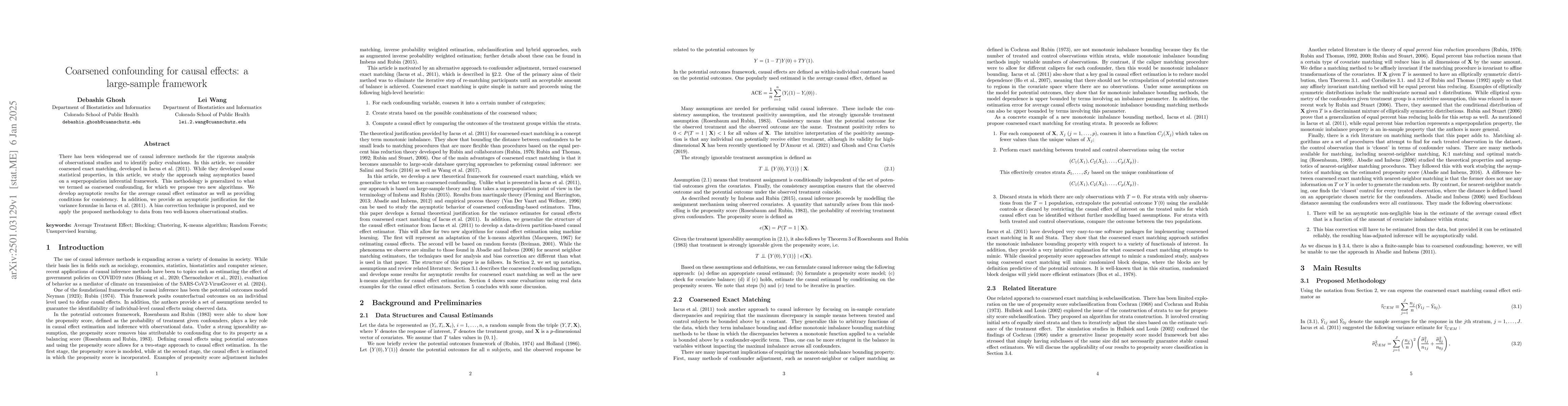 Thumbnail for Coarsened confounding for causal effects: a large-sample framework