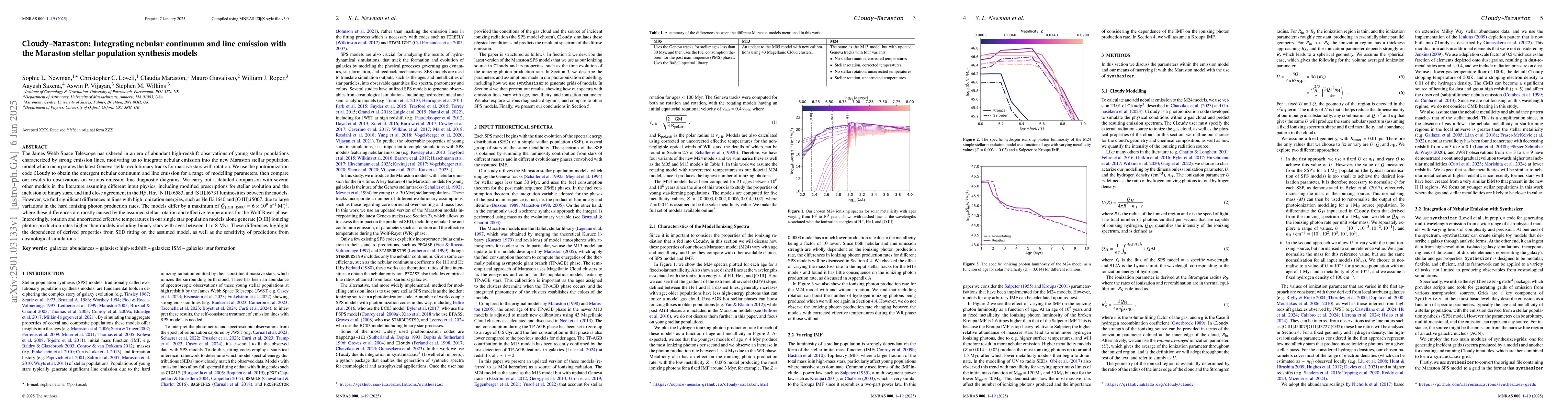 Thumbnail for Cloudy-Maraston: Integrating nebular continuum and line emission with
  the Maraston stellar population synthesis models