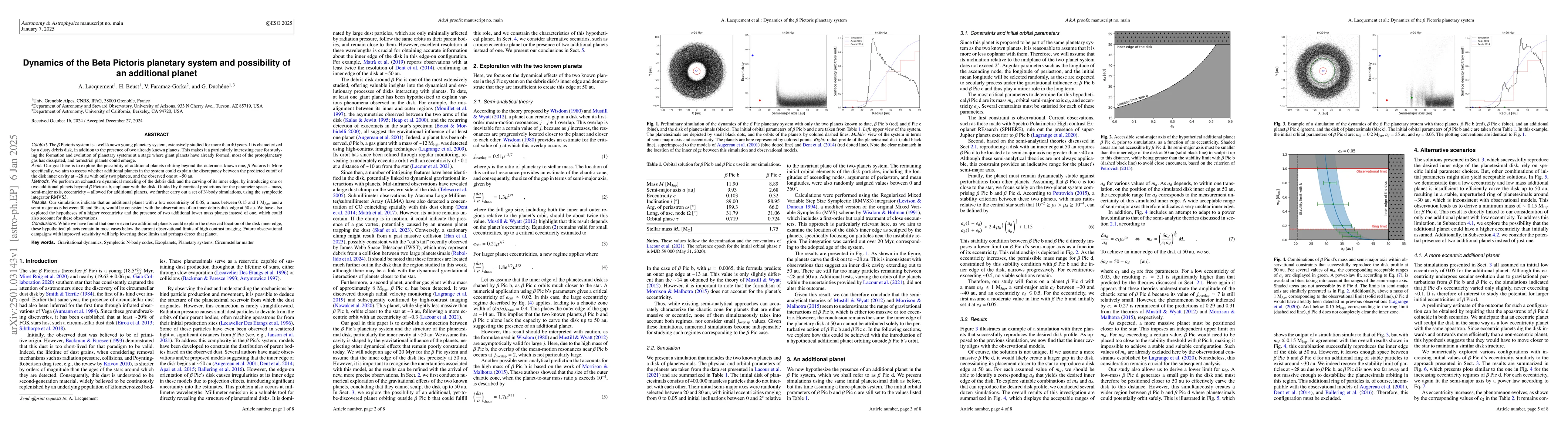 Thumbnail for Dynamics of the Beta Pictoris planetary system and possibility of an
  additional planet