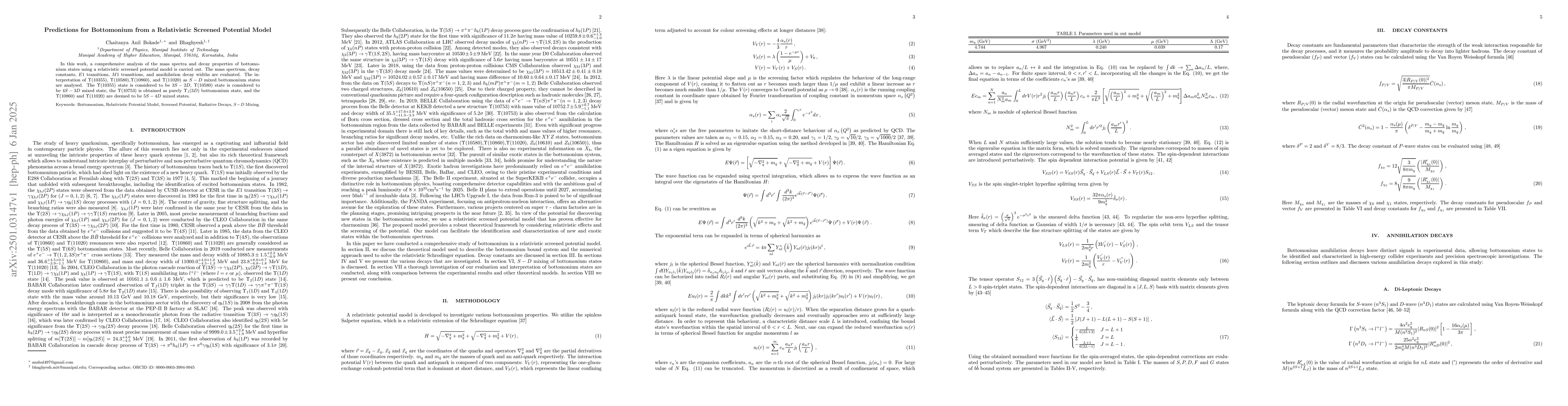 Thumbnail for Predictions for Bottomonium from a Relativistic Screened Potential Model