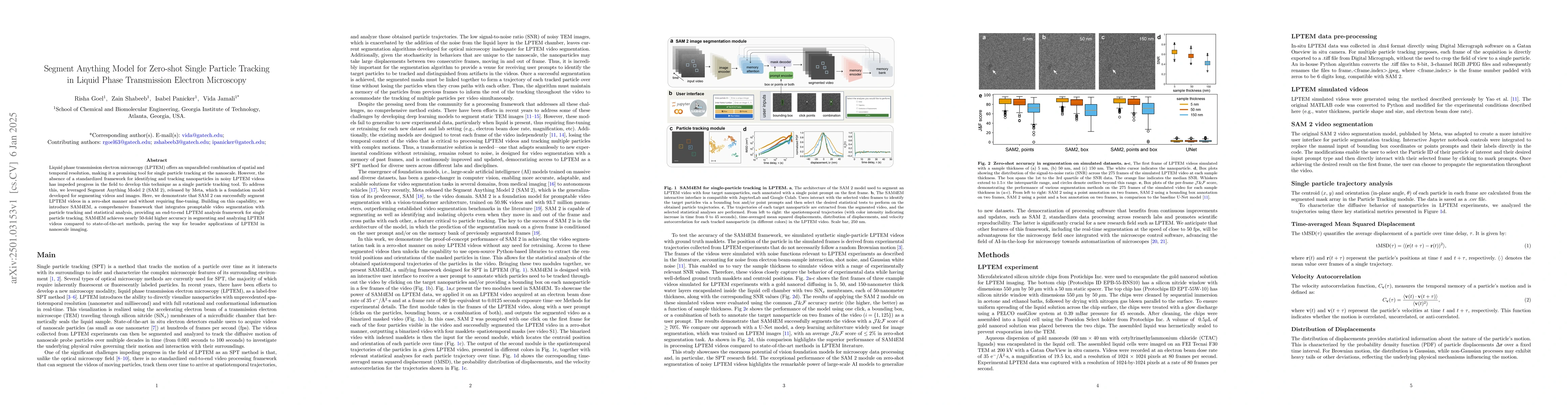 Thumbnail for Segment Anything Model for Zero-shot Single Particle Tracking in Liquid
  Phase Transmission Electron Microscopy