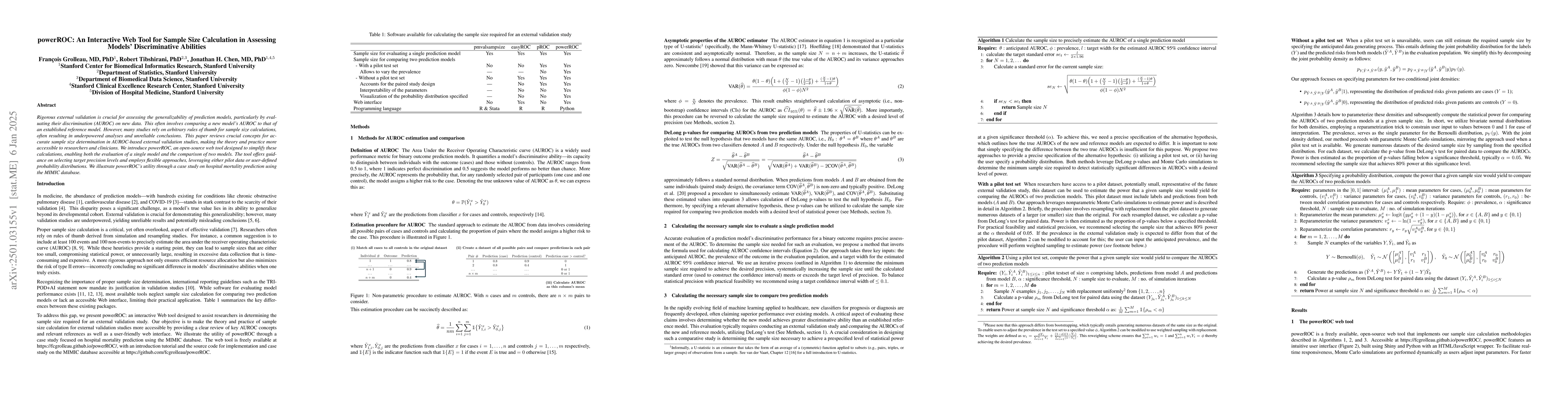 Thumbnail for powerROC: An Interactive Web Tool for Sample Size Calculation in
  Assessing Models' Discriminative Abilities