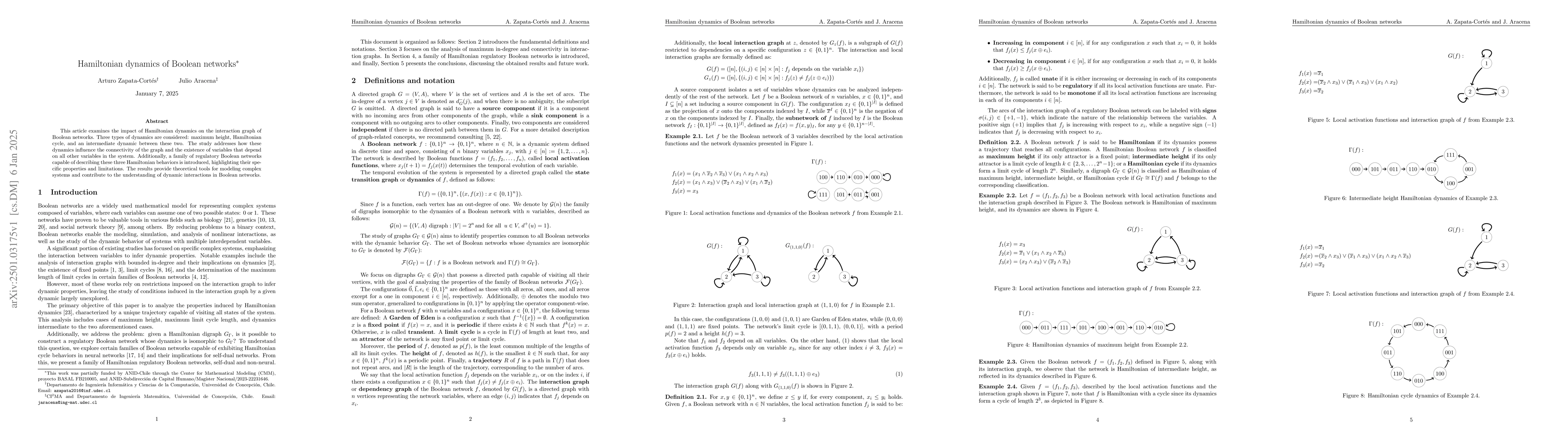 Thumbnail for Hamiltonian dynamics of Boolean networks