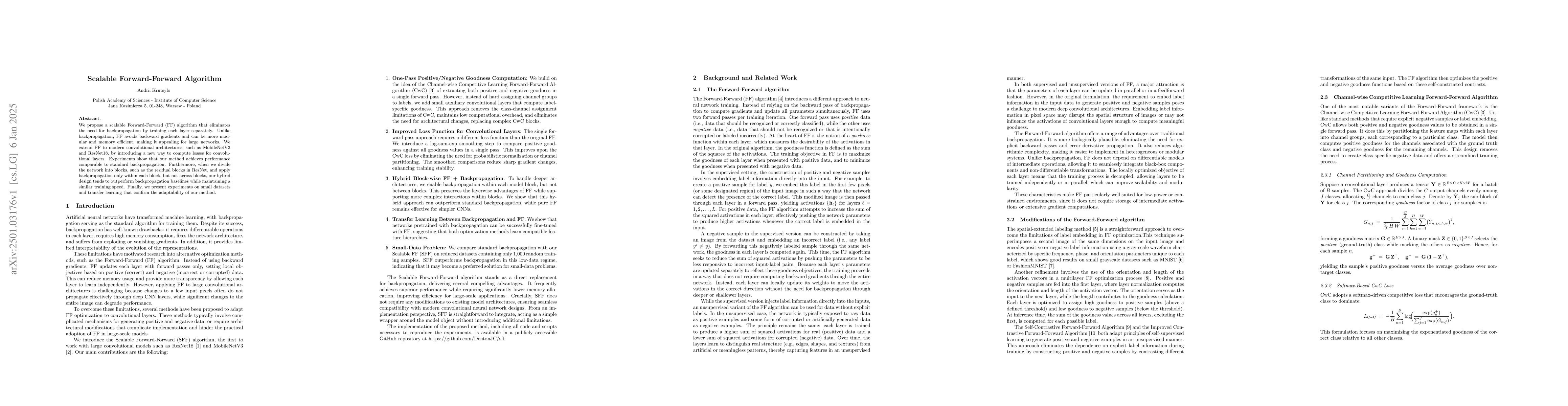 Thumbnail for Scalable Forward-Forward Algorithm