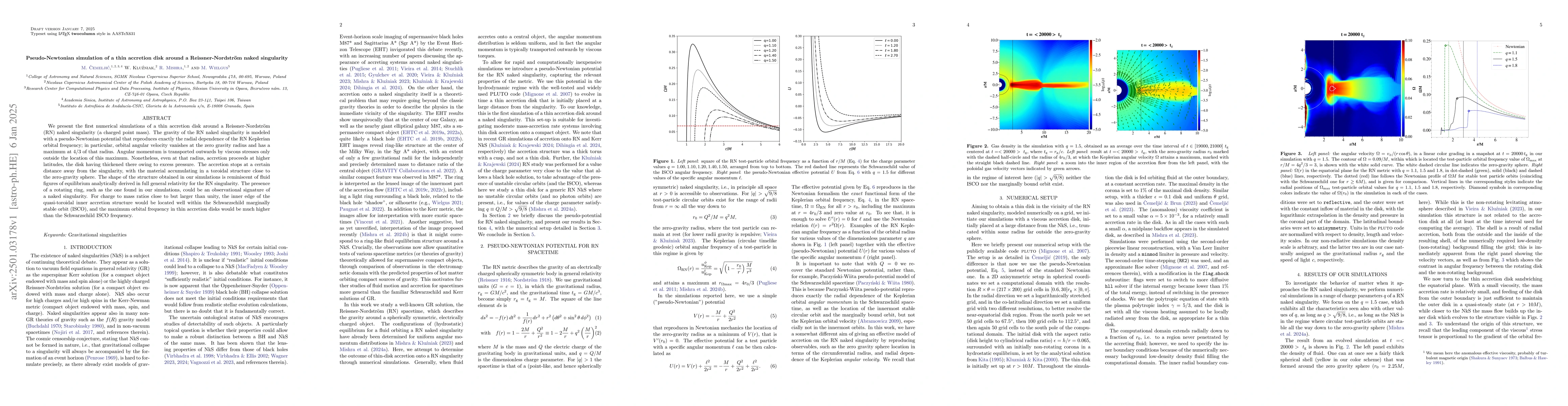 Thumbnail for Pseudo-Newtonian simulation of a thin accretion disk around a
  Reissner-Nordström naked singularity