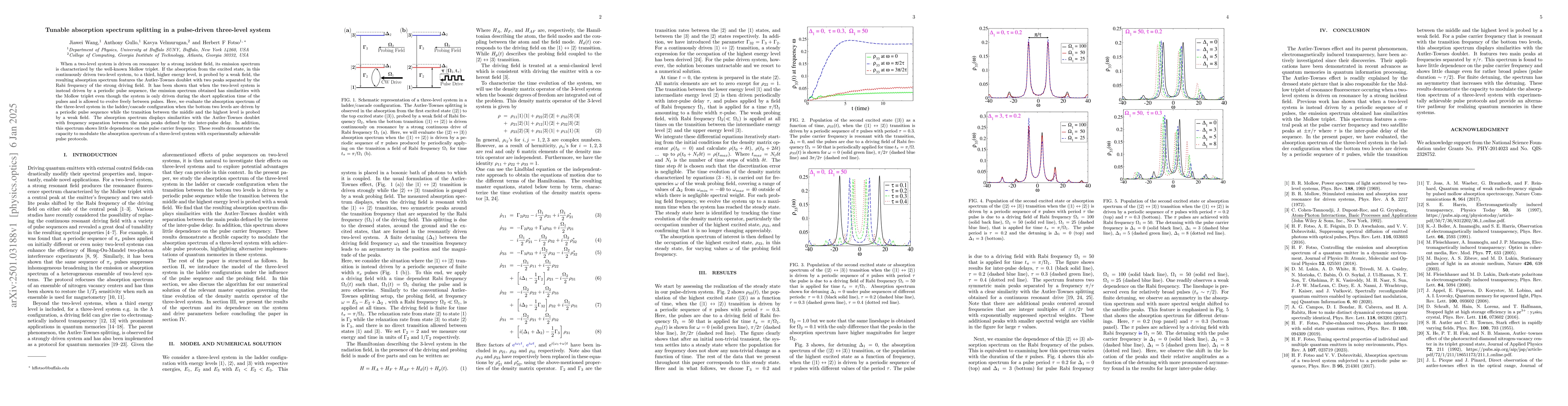 Thumbnail for Tunable absorption spectrum splitting in a pulse-driven three-level
  system