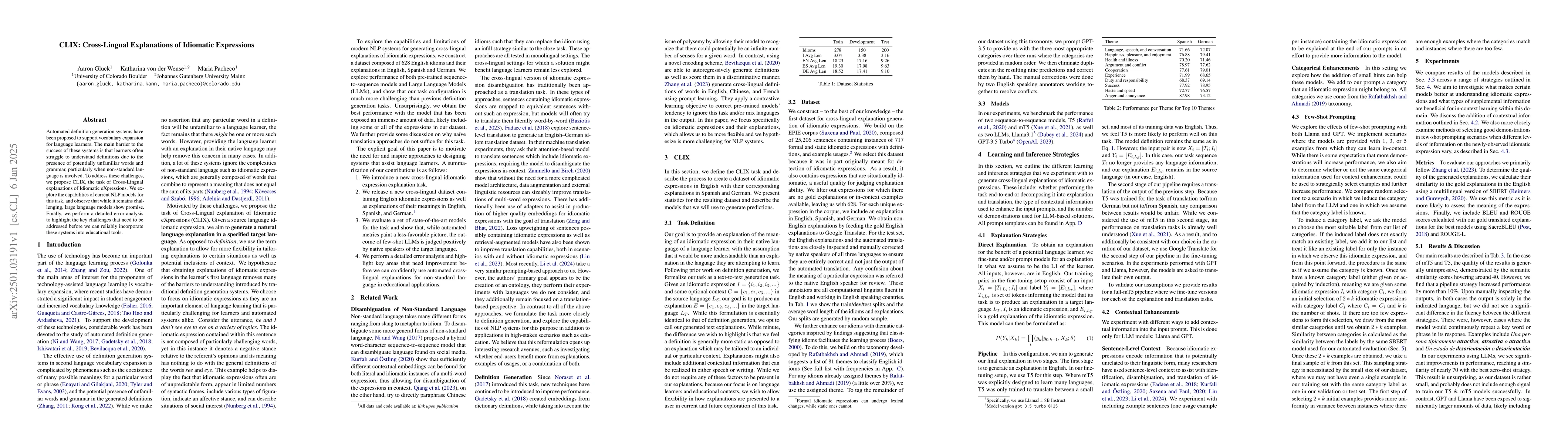 Thumbnail for CLIX: Cross-Lingual Explanations of Idiomatic Expressions
