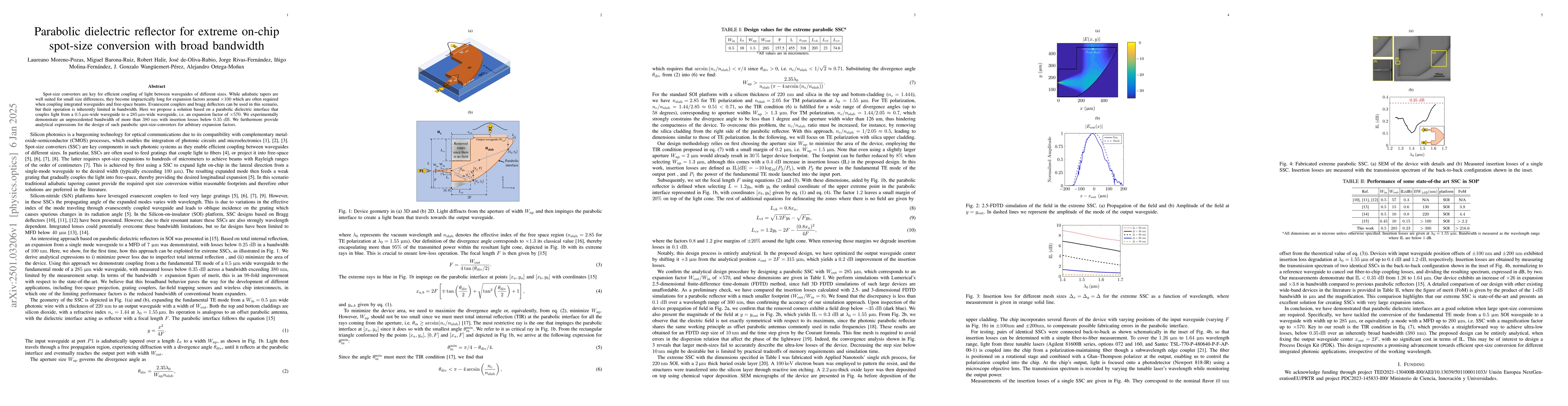 Thumbnail for Parabolic dielectric reflector for extreme on-chip spot-size conversion
  with broad bandwidth