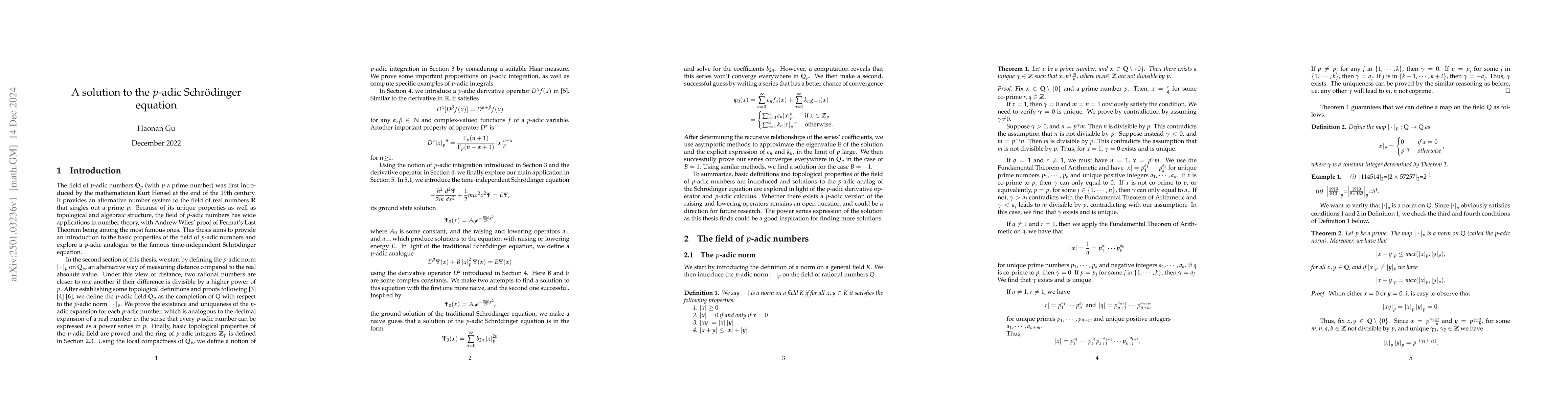 Thumbnail for P-adic integrals: A solution to the p-adic Schrodinger Equation