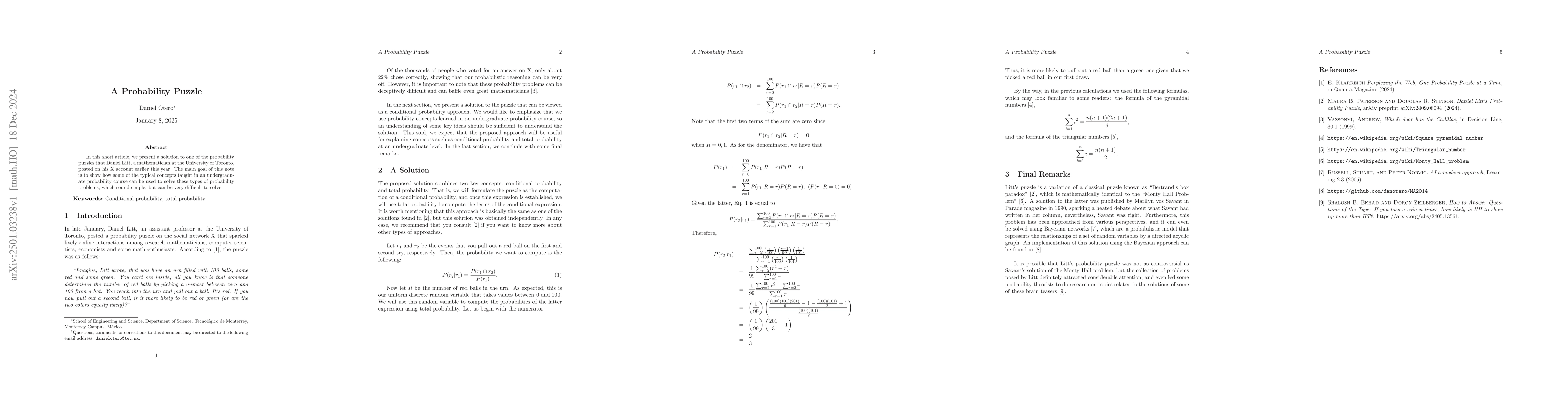 Thumbnail for A Probability Puzzle