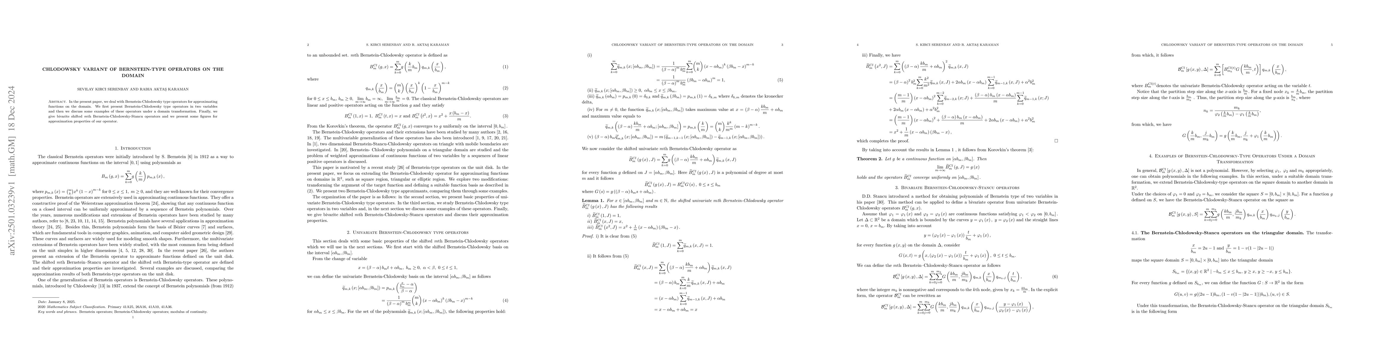 Thumbnail for Chlodowsky variant of Bernstein-type operators on the domain