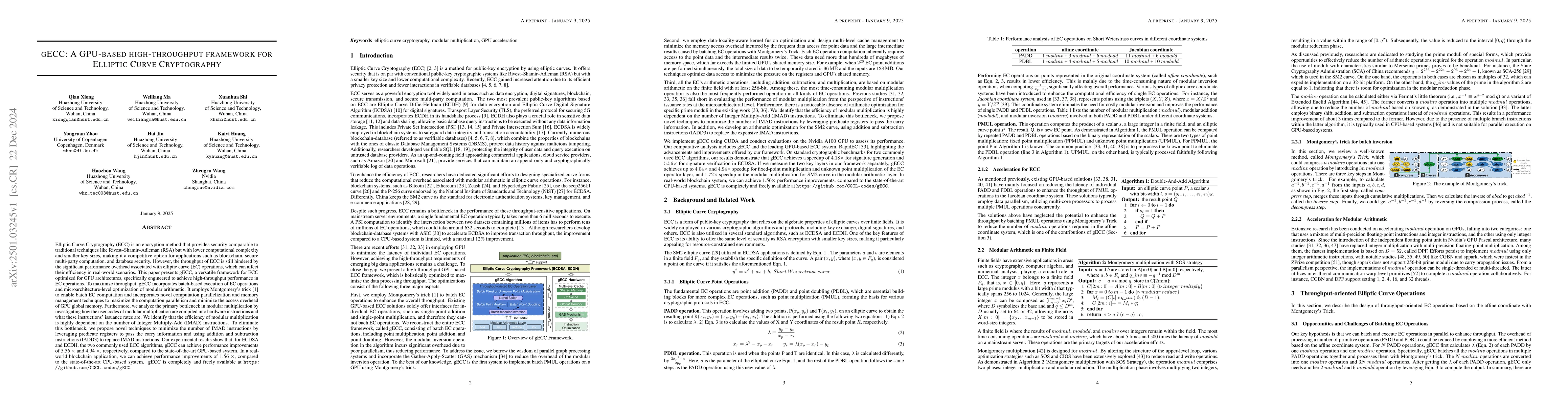 Thumbnail for gECC: A GPU-based high-throughput framework for Elliptic Curve
  Cryptography