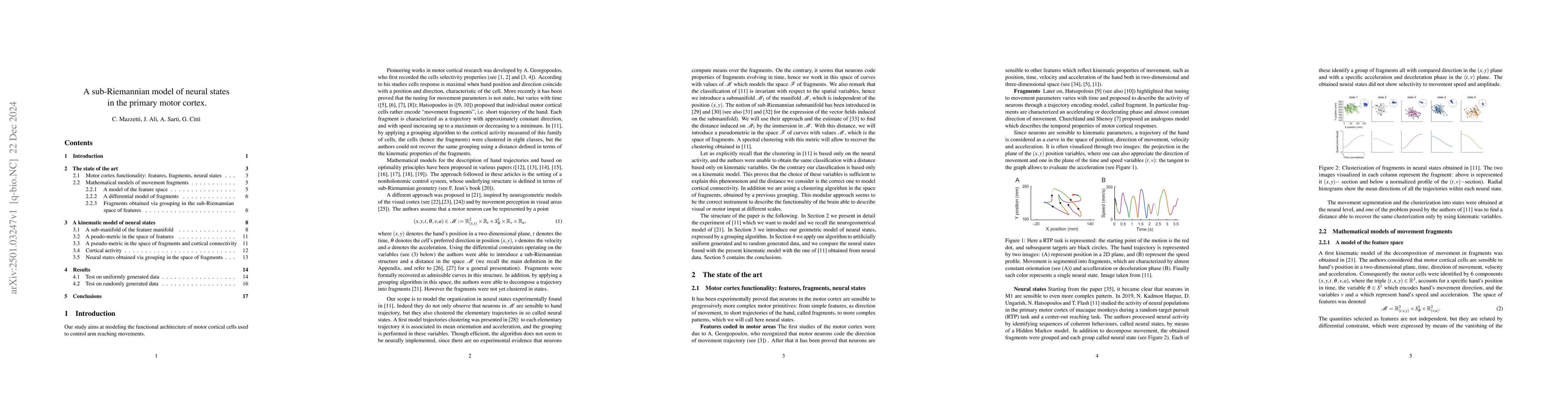 Thumbnail for A sub-Riemannian model of neural states in the primary motor cortex