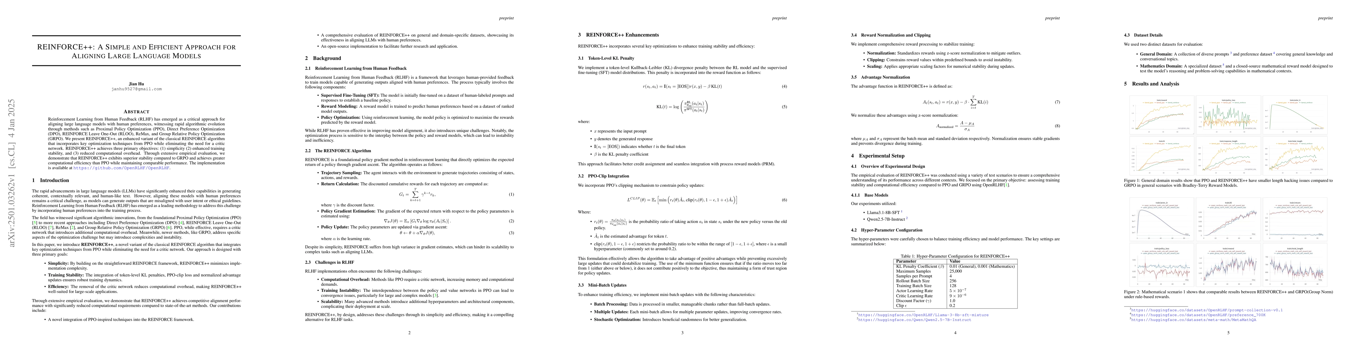 Thumbnail for REINFORCE++: A Simple and Efficient Approach for Aligning Large Language
  Models