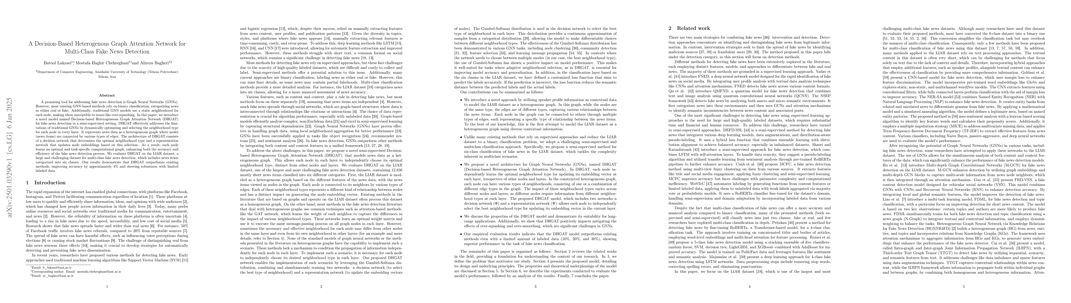 Thumbnail for A Decision-Based Heterogenous Graph Attention Network for Multi-Class
  Fake News Detection