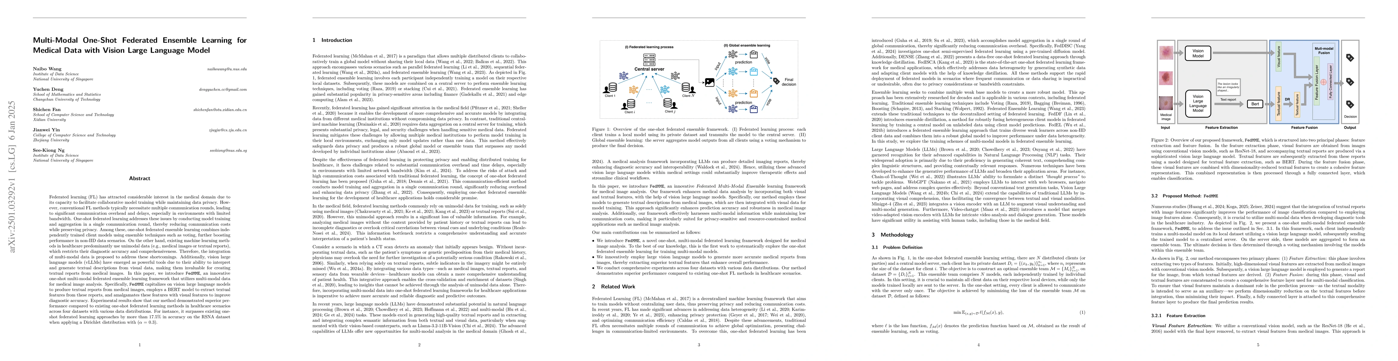 Thumbnail for Multi-Modal One-Shot Federated Ensemble Learning for Medical Data with
  Vision Large Language Model