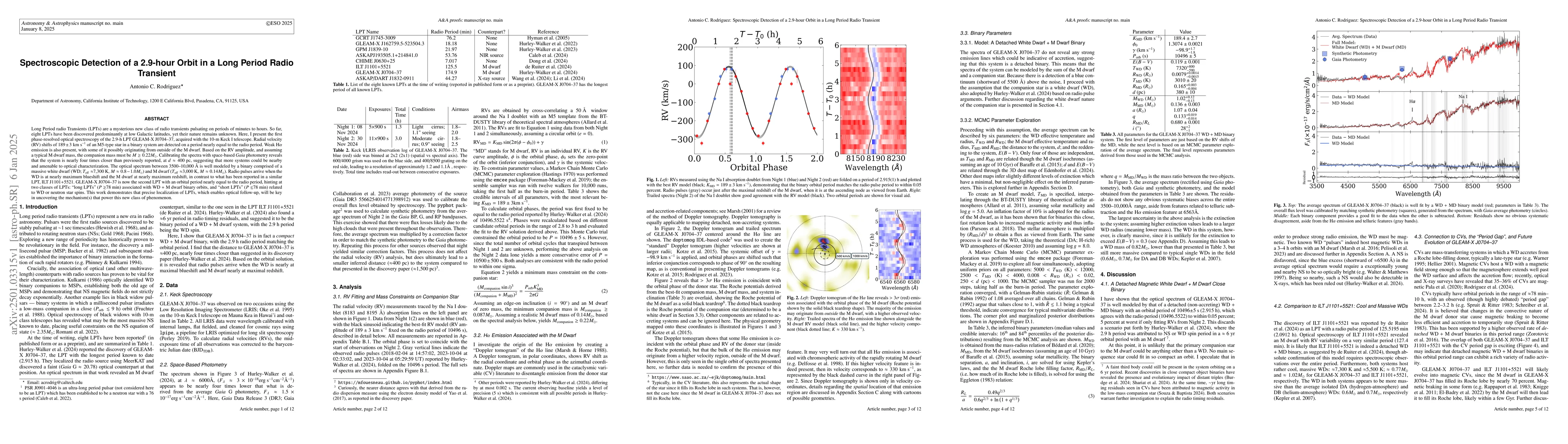 Thumbnail for Spectroscopic Detection of a 2.9-hour Orbit in a Long Period Radio
  Transient