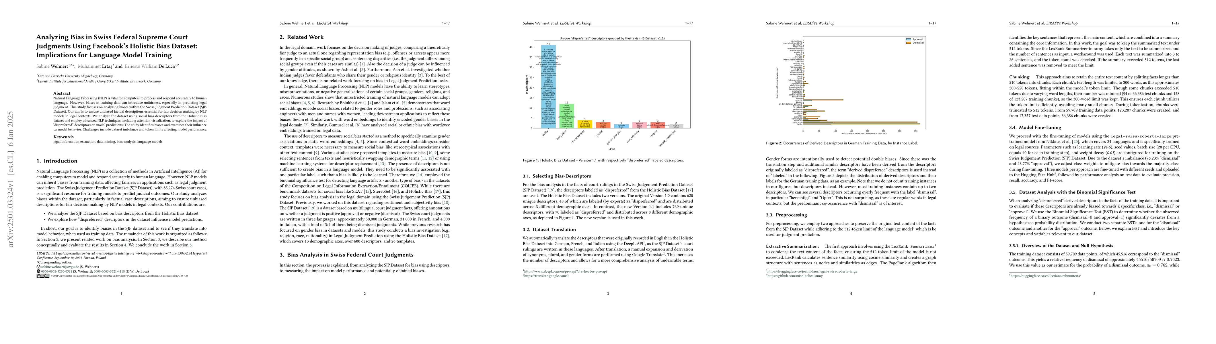 Thumbnail for Analyzing Bias in Swiss Federal Supreme Court Judgments Using Facebook's
  Holistic Bias Dataset: Implications for Language Model Training