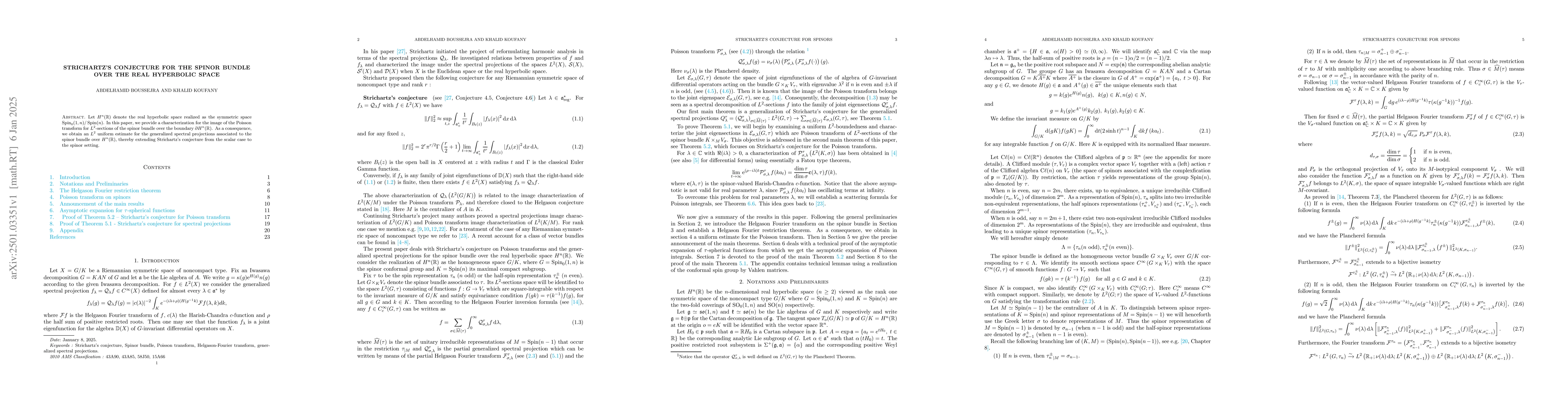 Thumbnail for Strichartz's conjecture for the spinor bundle over the real hyperbolic
  space